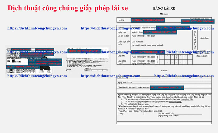 dịch thuật công chứng giấy phép lái xe