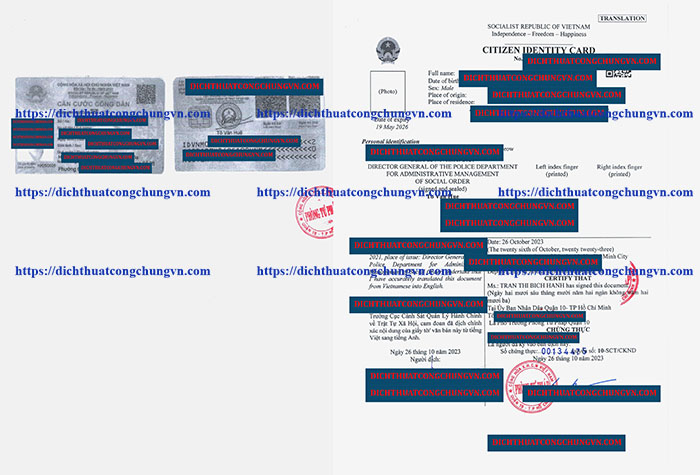 bản dịch căn cước công dân hồ sơ du học