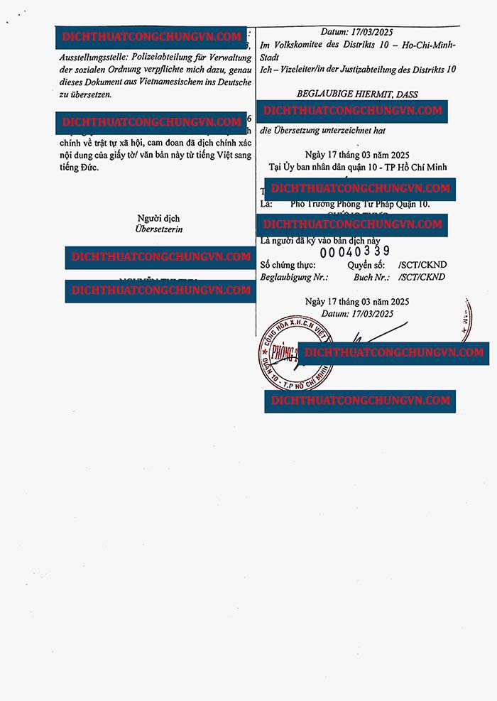 C&ocirc;ng chứng bản dịch quyết định ly h&ocirc;n